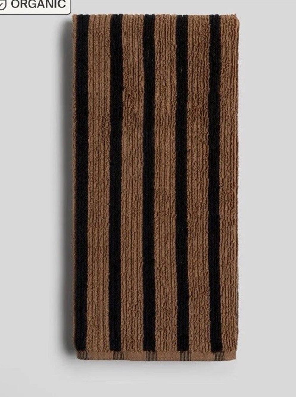 Parachute Organic Resort Stripe Bath Towel Brown Stripe NEW
